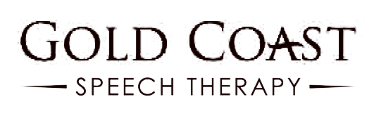 Logo with the words Gold Coast in large, elegant letters and Speech Therapy in smaller text below, separated by horizontal lines on each side. The background is light, highlighting speech therapy for kids and music therapy Gold Coast options.